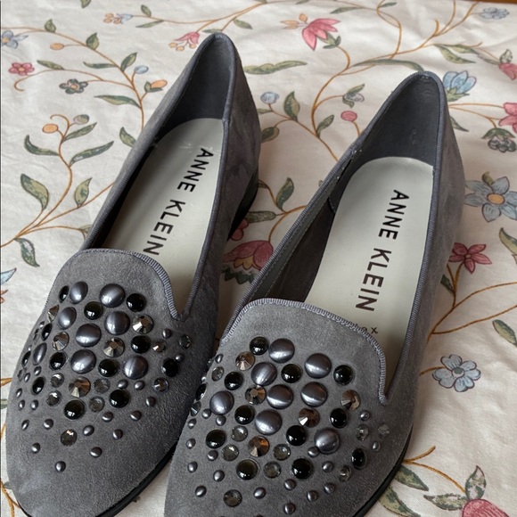 Nine West Gray Suede Studded Loafers - Picture 2 of 3